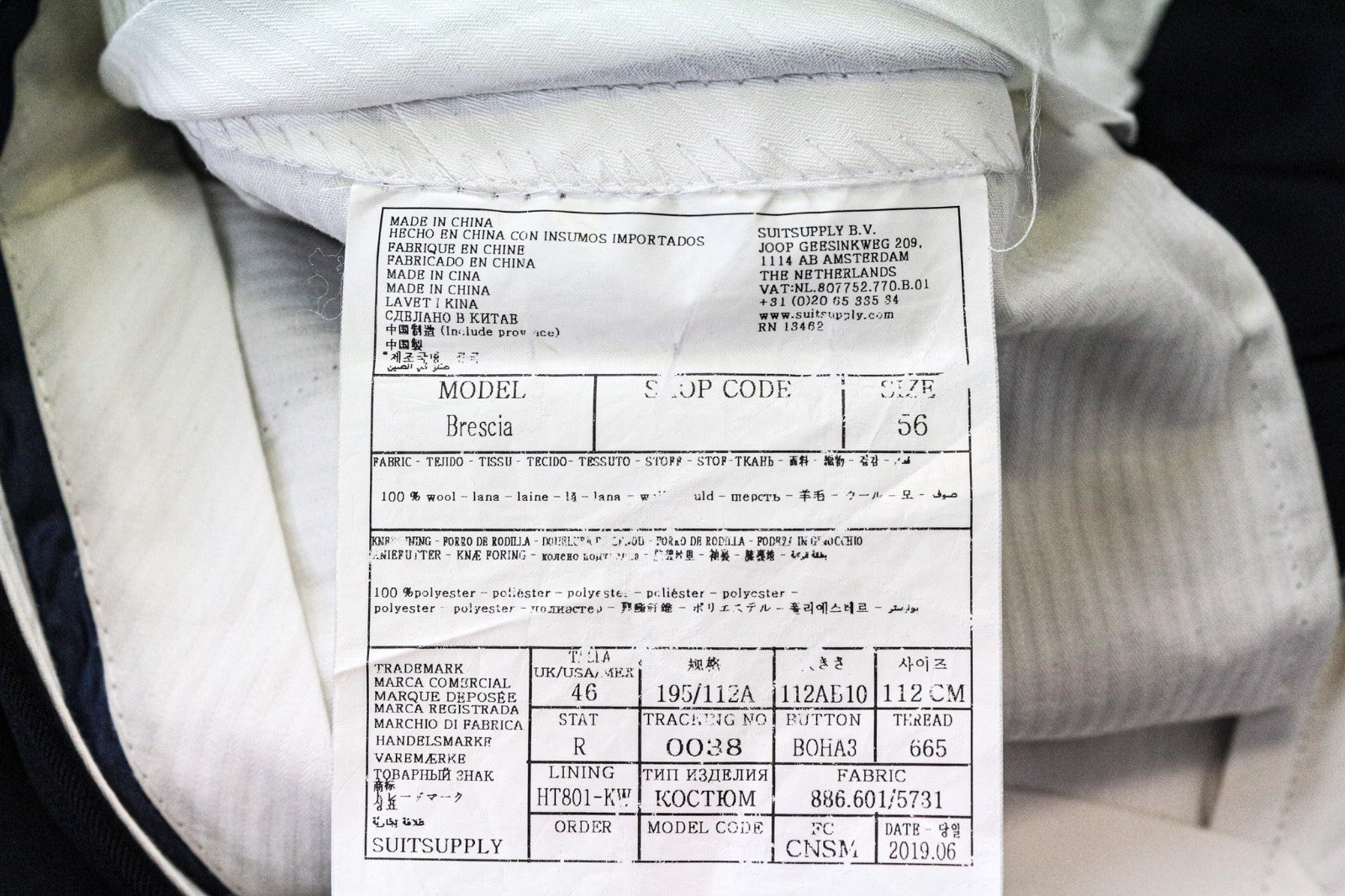 SUITSUPPLY Ferrara Men's Suit UK46R Navy Blue Wool 2 Piece Trousers Waistcoat