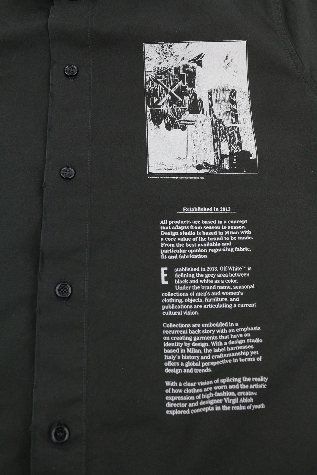 OFF-WHITE VIRGIL ABLOH Emblem Popl Slim Bowling Men Shirt 46 Black F25 RRP845