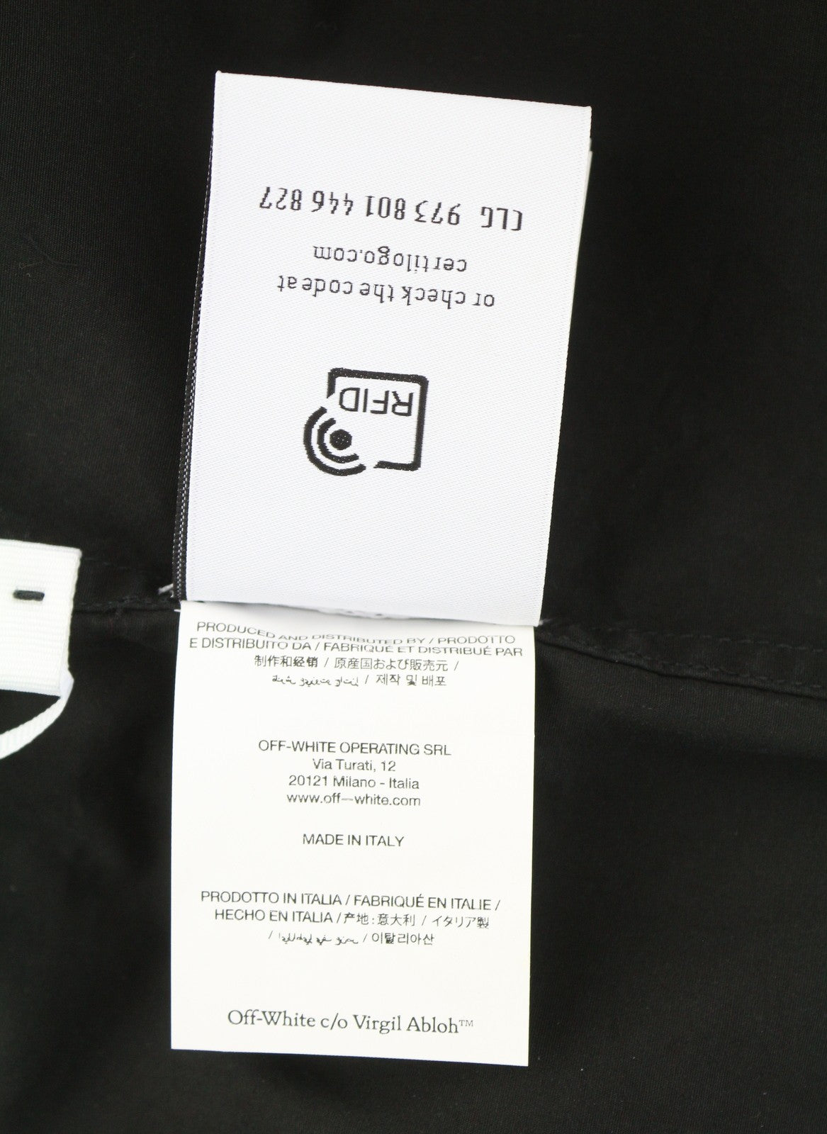 OFF-WHITE VIRGIL ABLOH Emblem Popl Slim Bowling Men Shirt 46 Black F25 RRP845