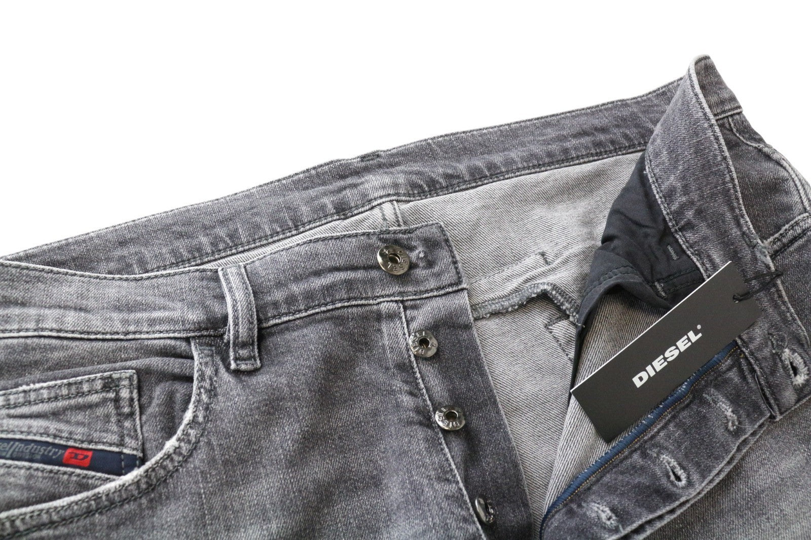 DIESEL D-Eetar 0890F Men's Jeans W34/L32 Grey Ripped Cotton Stretch Tapered