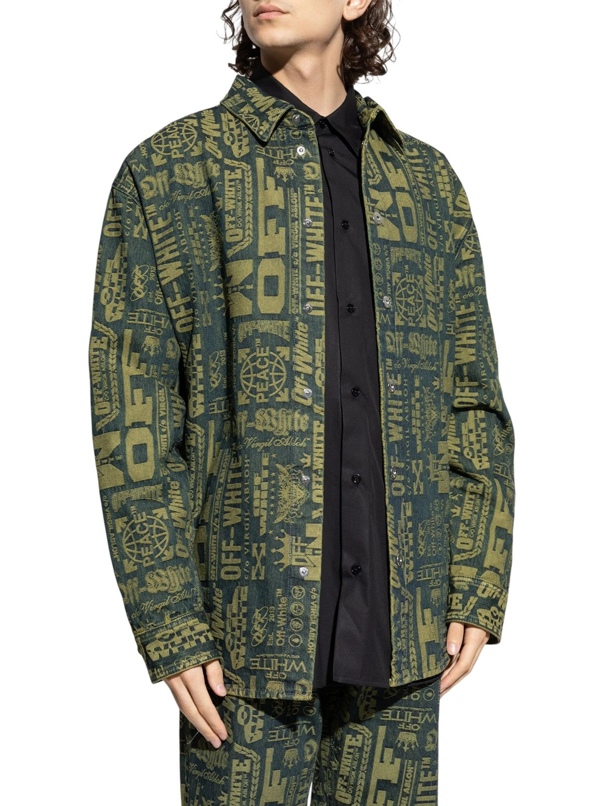 OFF-WHITE c/o VIRGIL ABLOH Multi Logo Jaqo Denim Men Shirt L Thick FW25 RRP899