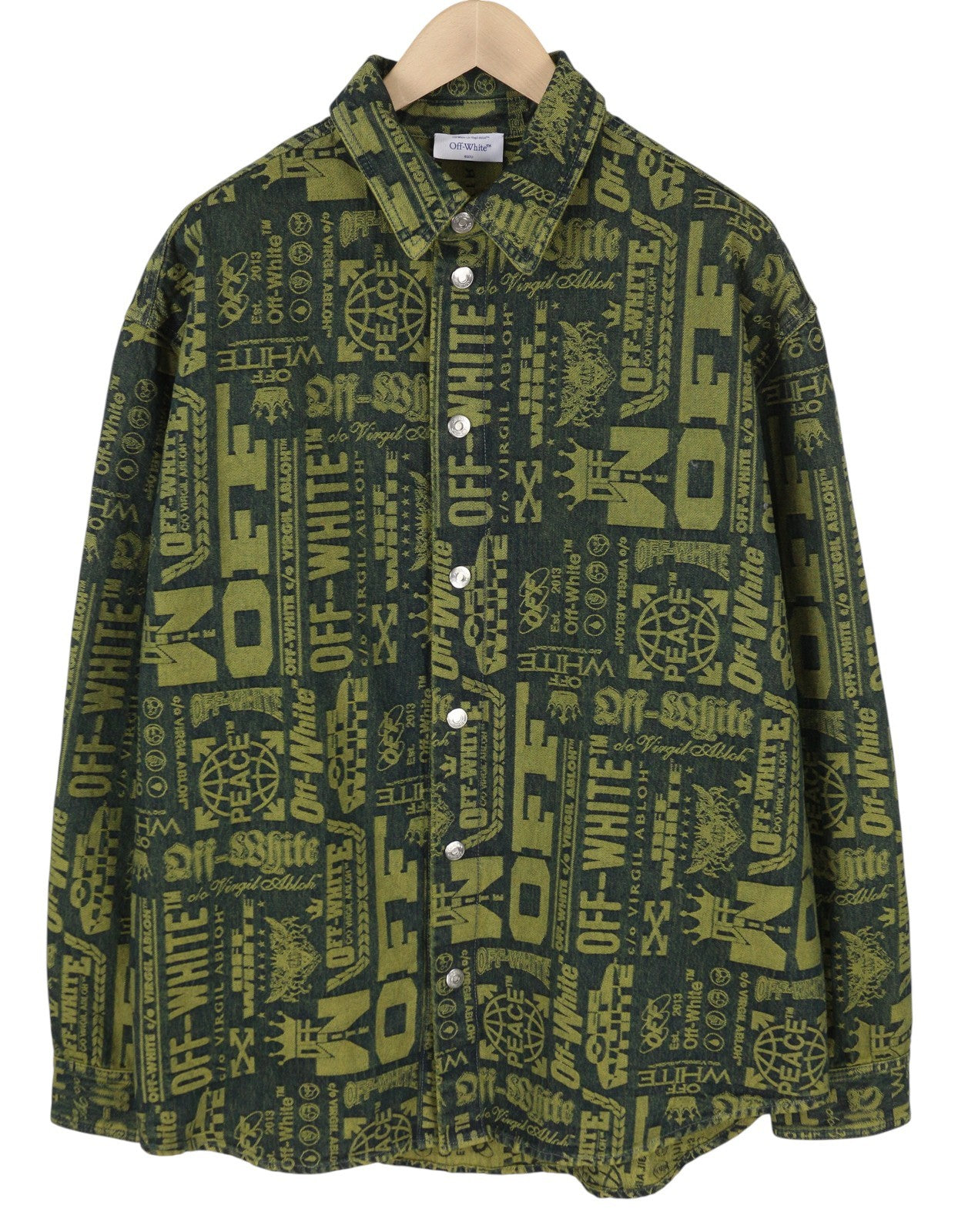 OFF-WHITE c/o VIRGIL ABLOH Multi Logo Jaqo Denim Men Shirt L Thick FW25 RRP899