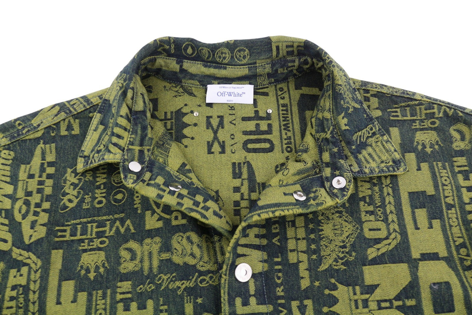 OFF-WHITE c/o VIRGIL ABLOH Multi Logo Jaqo Denim Men Shirt L Thick FW25 RRP899