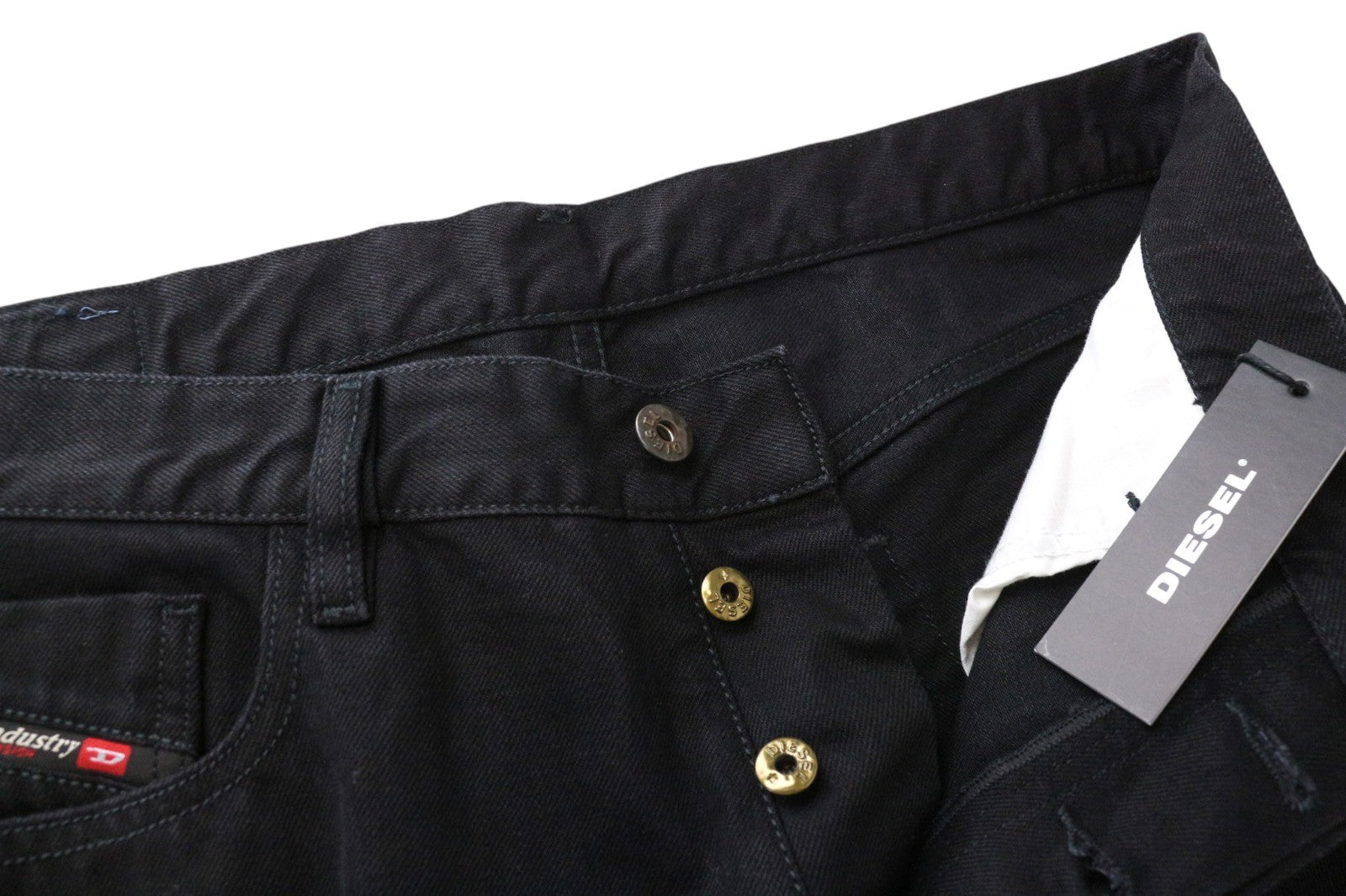 DIESEL Mharky 0093F Men's Jeans W34 Black Slim Fit Plain Denim 5 Pocket Style