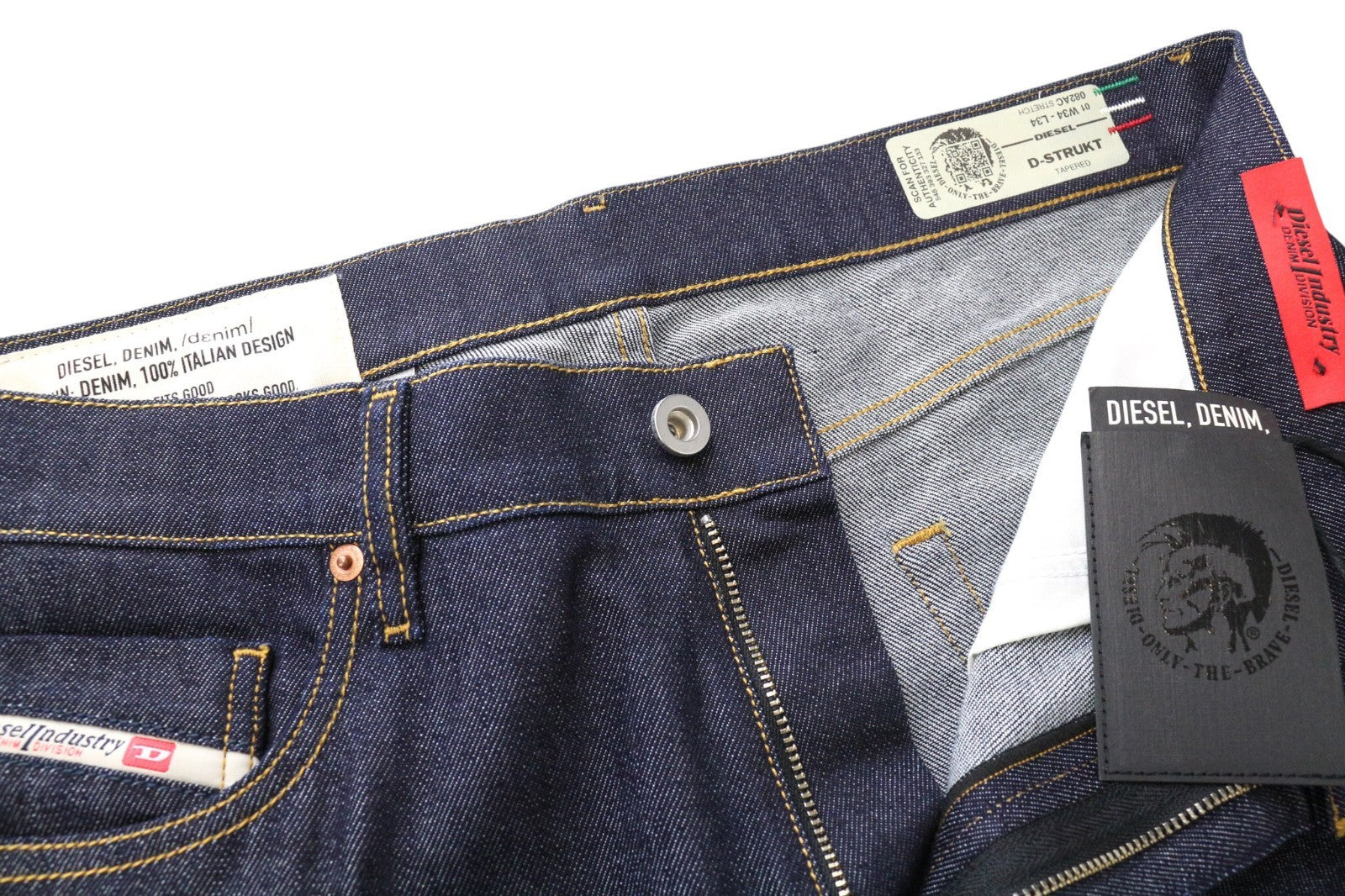 DIESEL D-Strukt 082AC Men's Jeans W34/L34 Dark Blue Cotton Stretch Tapered Fit