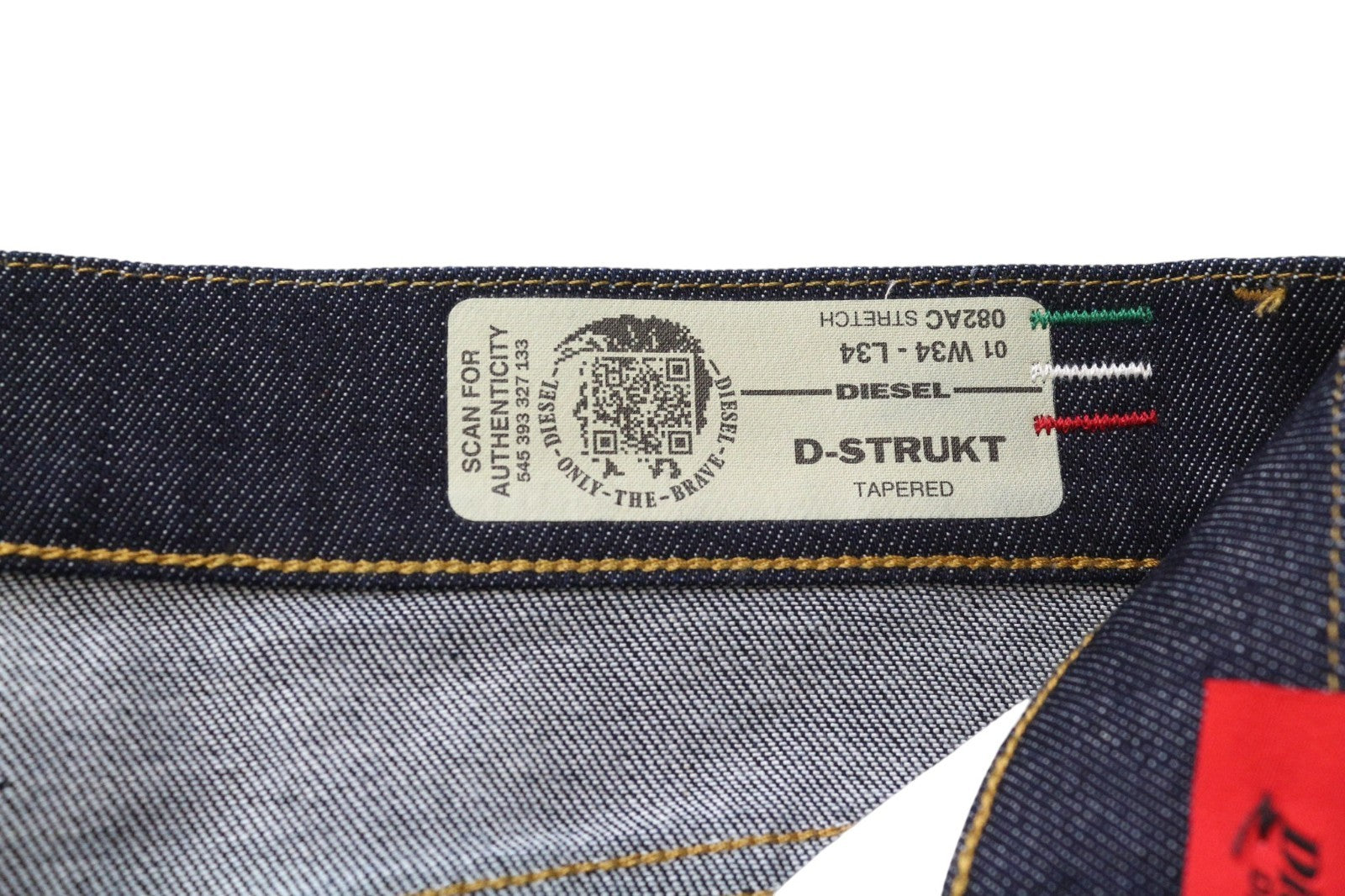 DIESEL D-Strukt 082AC Men's Jeans W34/L34 Dark Blue Cotton Stretch Tapered Fit