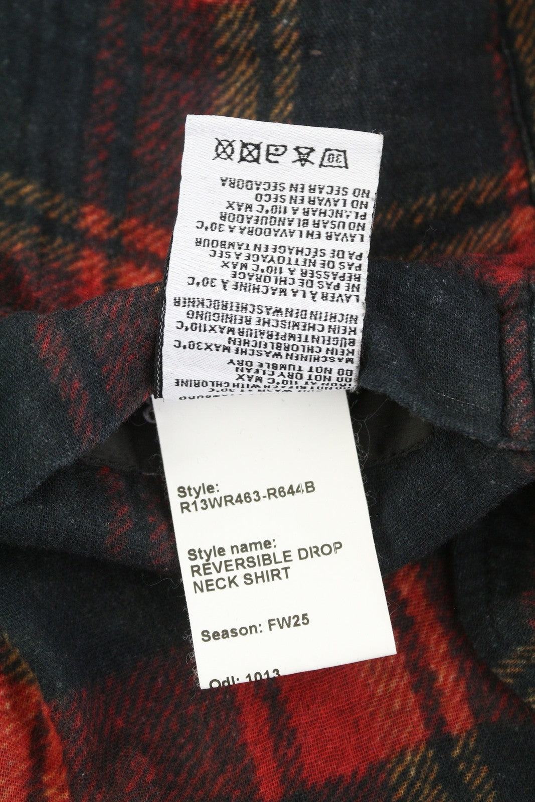 R13 Reversible Drop Neck Women Shirt XS Patterned Oversize Distress FW25 RRP1045