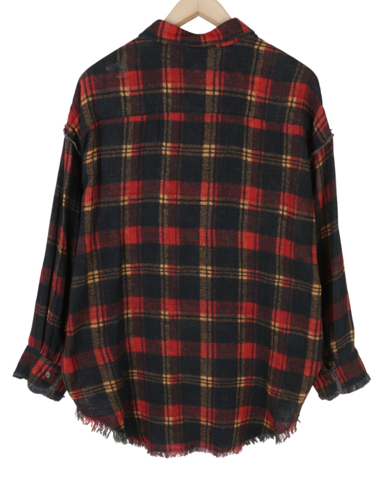 R13 Reversible Drop Neck Women Shirt XS Patterned Oversize Distress FW25 RRP1045