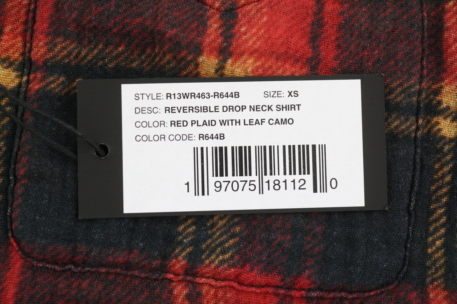 R13 Reversible Drop Neck Women Shirt XS Patterned Oversize Distress FW25 RRP1045