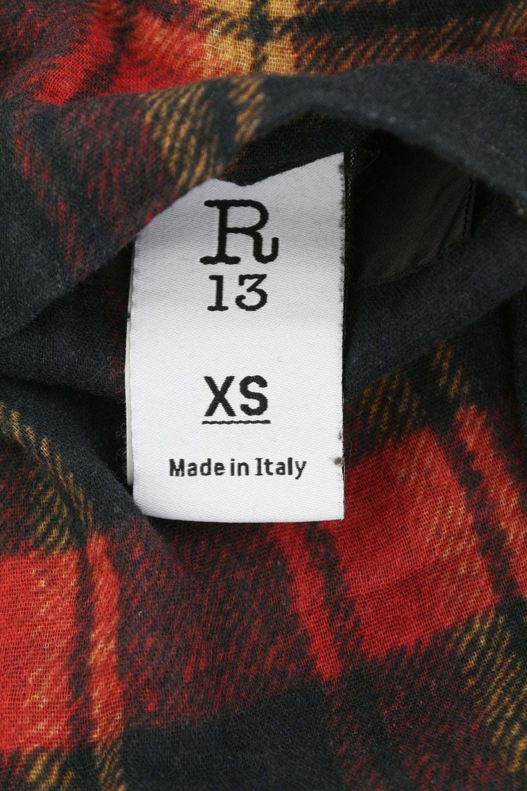 R13 Reversible Drop Neck Women Shirt XS Patterned Oversize Distress FW25 RRP1045