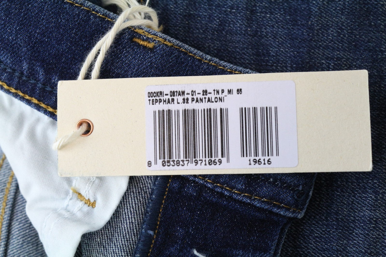 DIESEL Tepphar 087AW Men's Jeans W28/L32 Blue Cotton Slim Carrot Wash Stretch