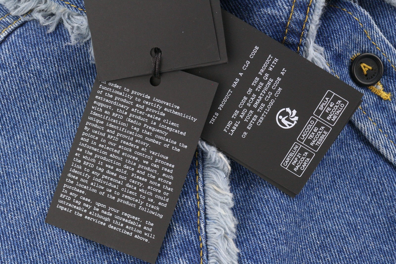 ALANUI Pacific Roads Cropped Denim Women Shirt S Blue Distressed Hems RRP815