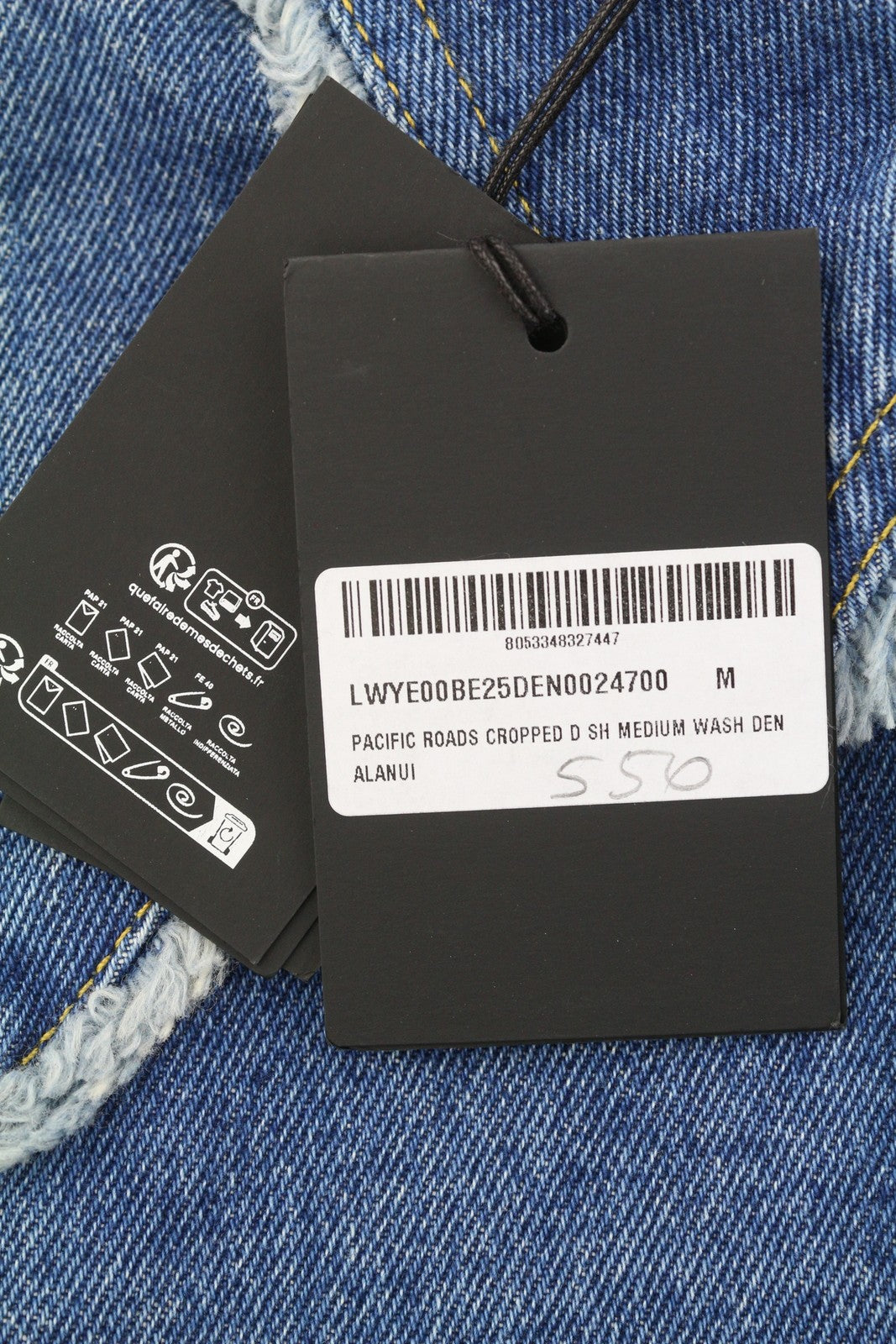 ALANUI Pacific Roads Cropped Denim Women Shirt M Blue Distressed Hems RRP815