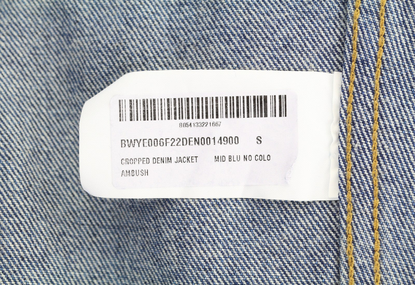 AMBUSH Cropped Denim Women Jacket S Blue Faded Button Aged Look Oversize Trucker