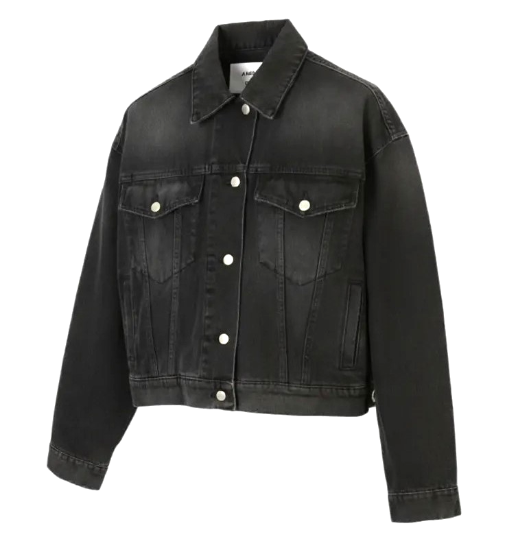 AMBUSH Cropped Denim Women Jacket S Blue Faded Button Loose Oversized Trucker