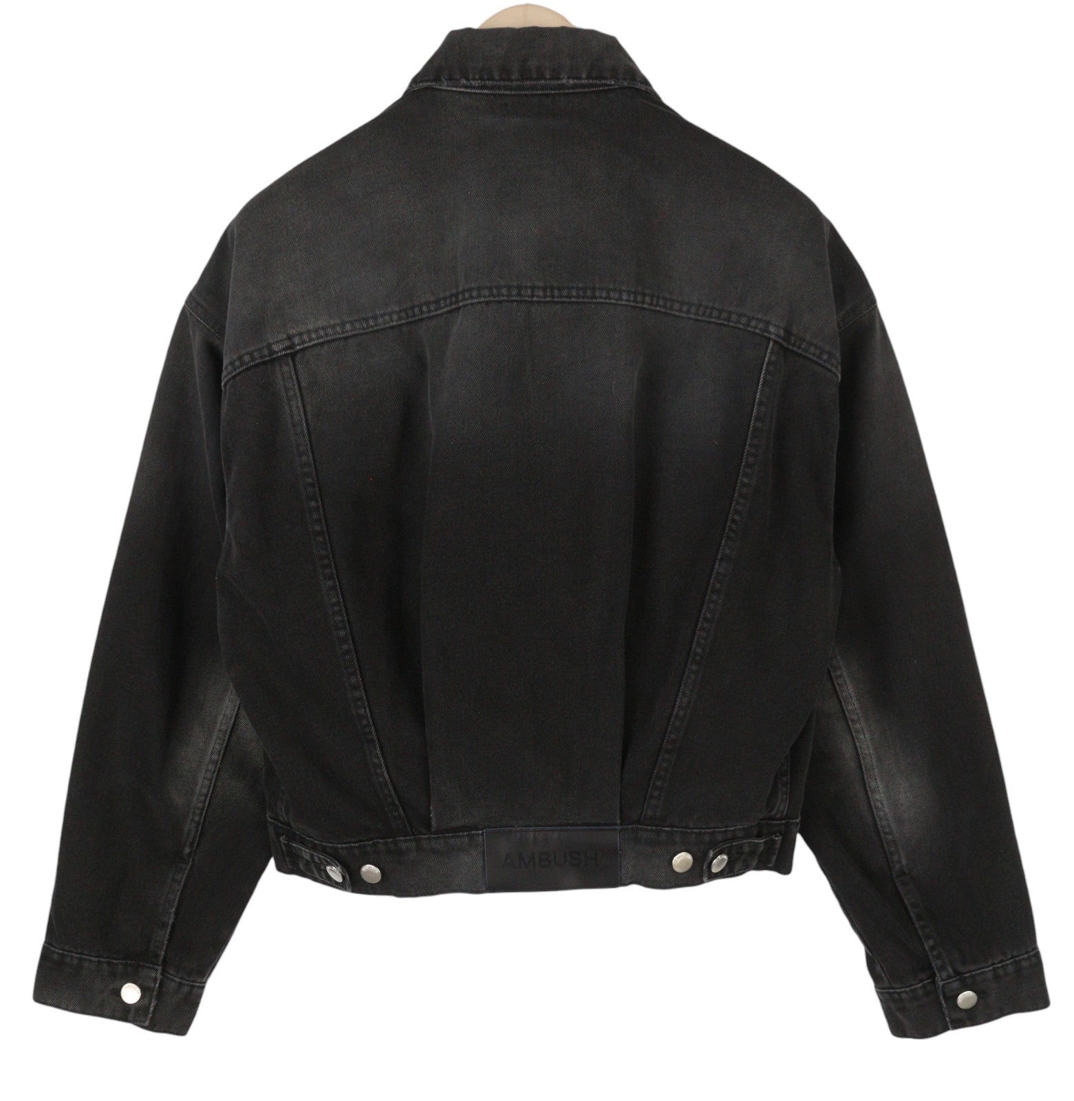 AMBUSH Cropped Denim Women Jacket S Blue Faded Button Loose Oversized Trucker