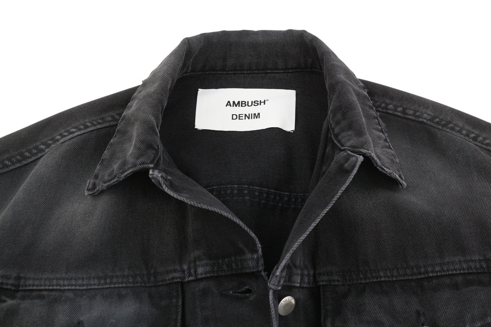 AMBUSH Cropped Denim Women Jacket S Blue Faded Button Loose Oversized Trucker