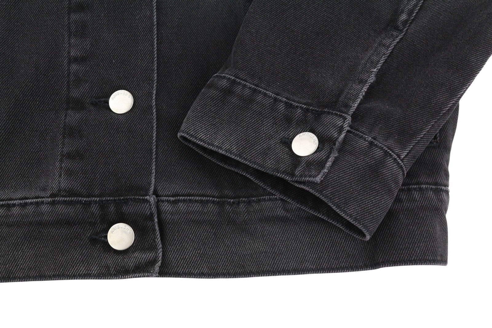 AMBUSH Cropped Denim Women Jacket S Blue Faded Button Loose Oversized Trucker