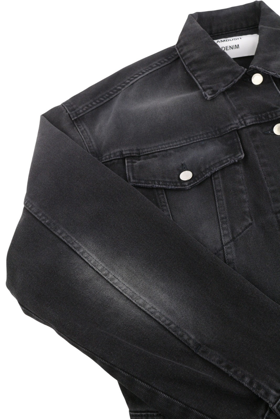 AMBUSH Cropped Denim Women Jacket S Blue Faded Button Loose Oversized Trucker