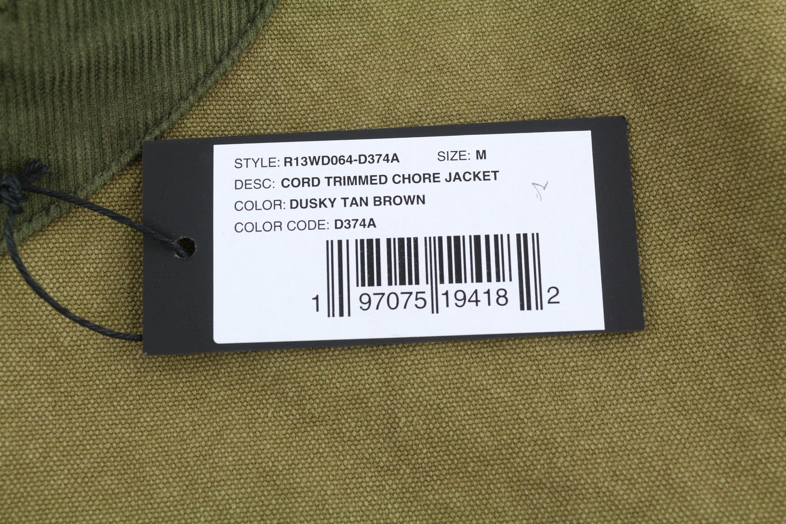 R13 Cord Trimmed Chore Women Jacket M Dusky Tan Canvas Oversized FW25 RRP1699