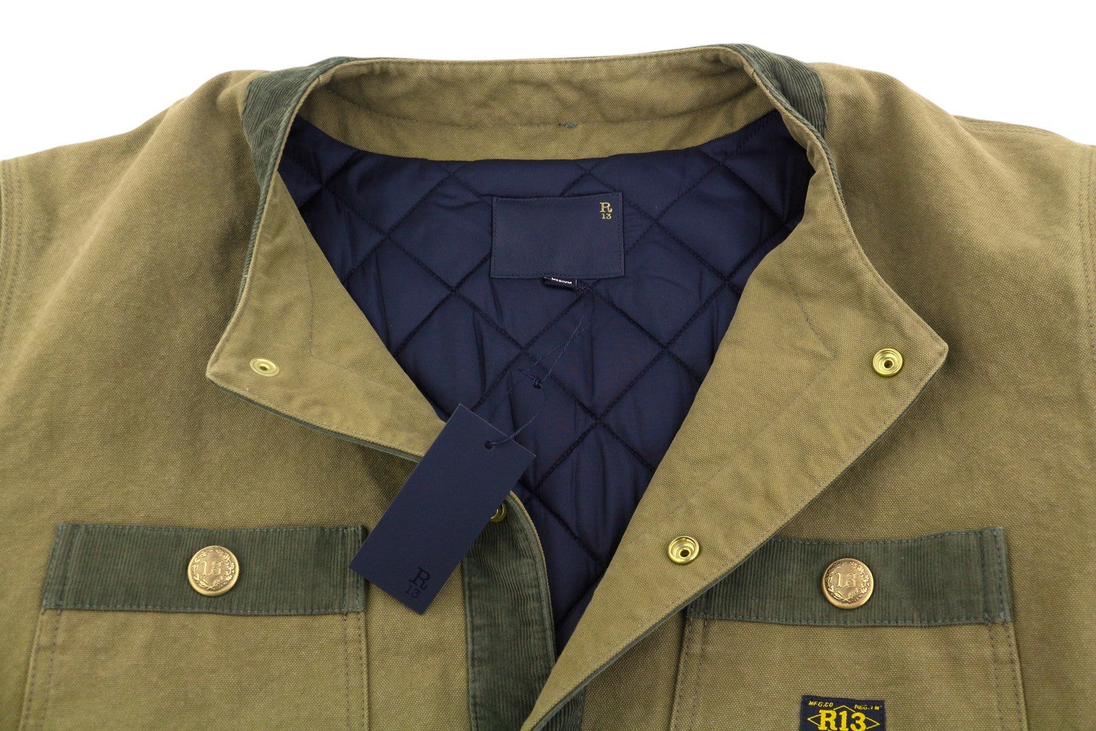 R13 Cord Trimmed Chore Women Jacket M Dusky Tan Canvas Oversized FW25 RRP1699