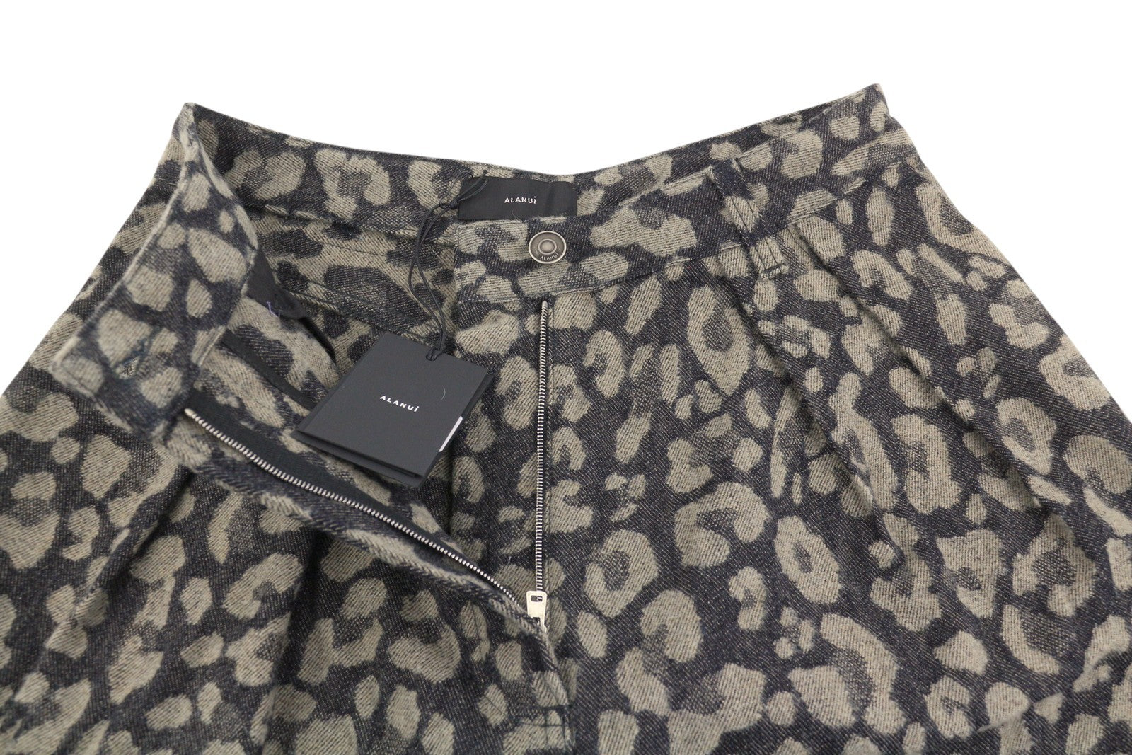 ALANUI Seattle Jungle Wide Leg Denim Women Trousers W25 Leopard Pleat RRP750