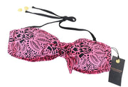 MAISON SCOTCH Women's Bikini Top ~XS/S Pink Pattern Bandeau Swimwear Tie Strap