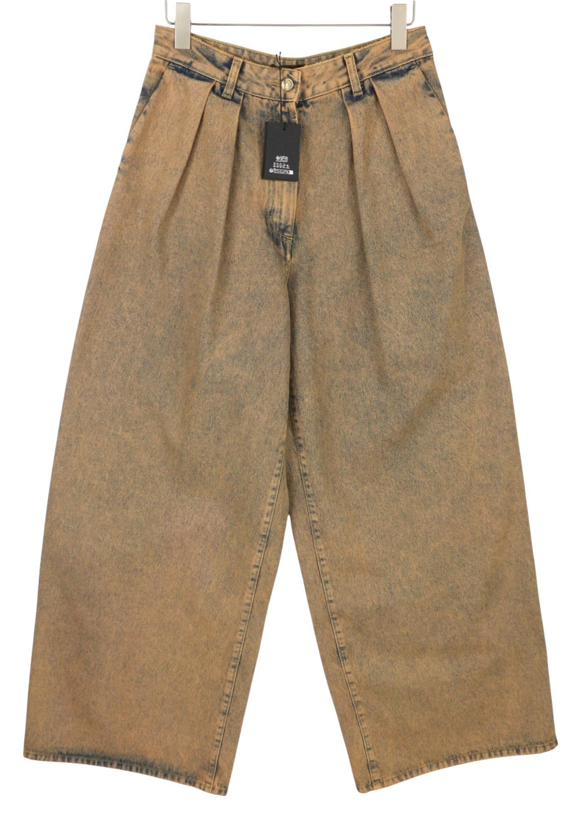 ALANUI Desert Rose Wide Leg Women Jeans W27 Pleat Overdyed Apricot Denim RRP550