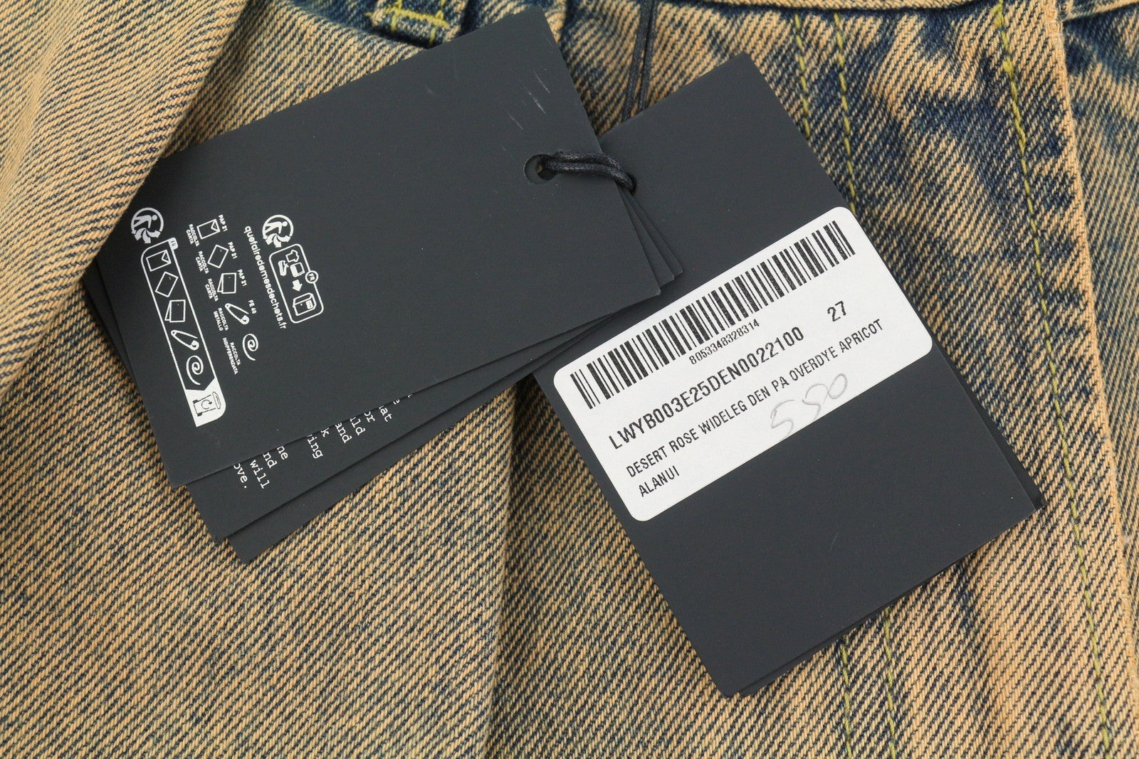 ALANUI Desert Rose Wide Leg Women Jeans W27 Pleat Overdyed Apricot Denim RRP550