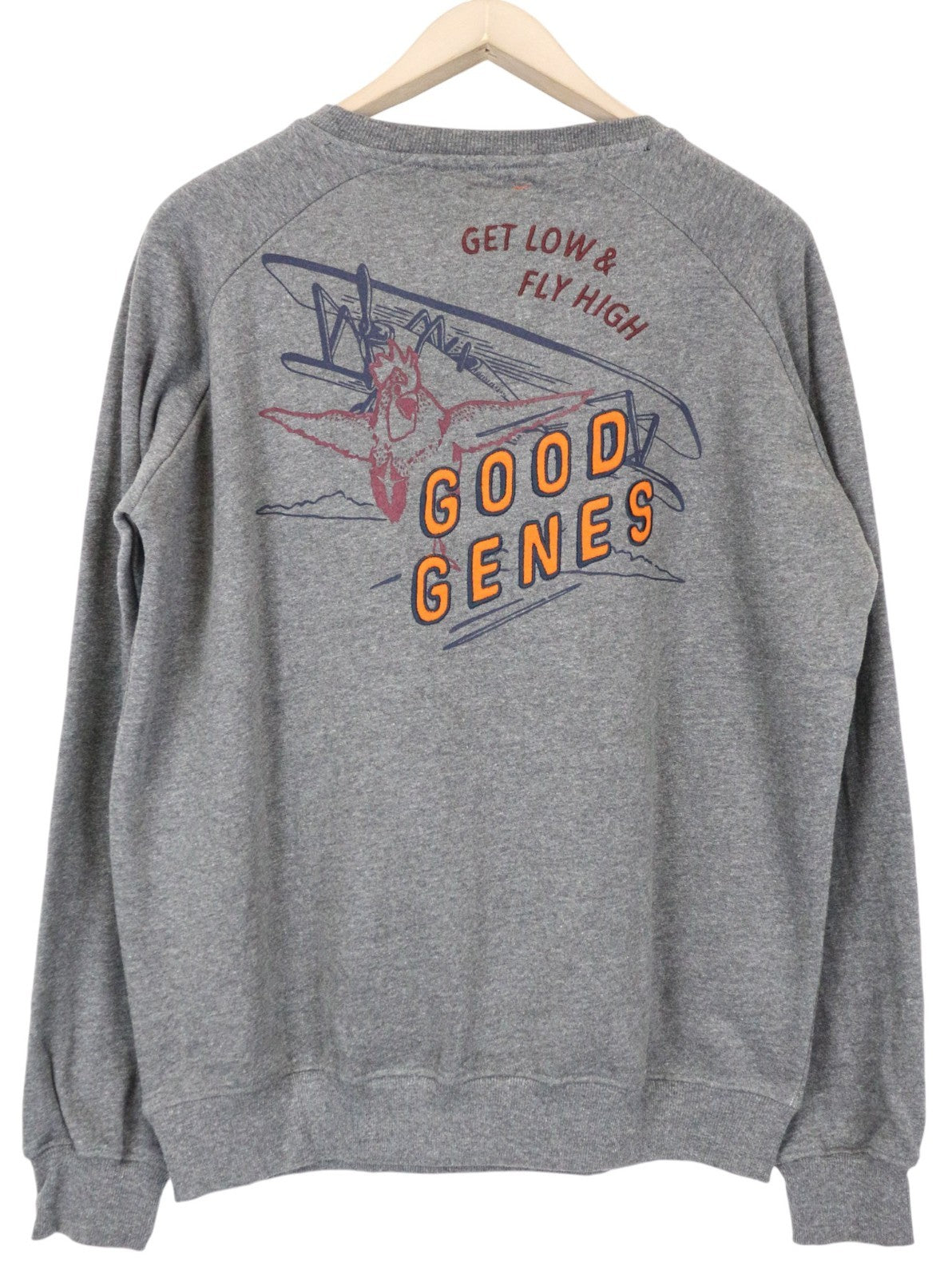 GOOD GENES Men's Sweatshirt L Grey Blend Pullover Logo Long Sleeve Casual Top