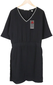 MAISON SCOTCH Women's Dress M Black V-Neck Short Sleeve Casual Lined Short