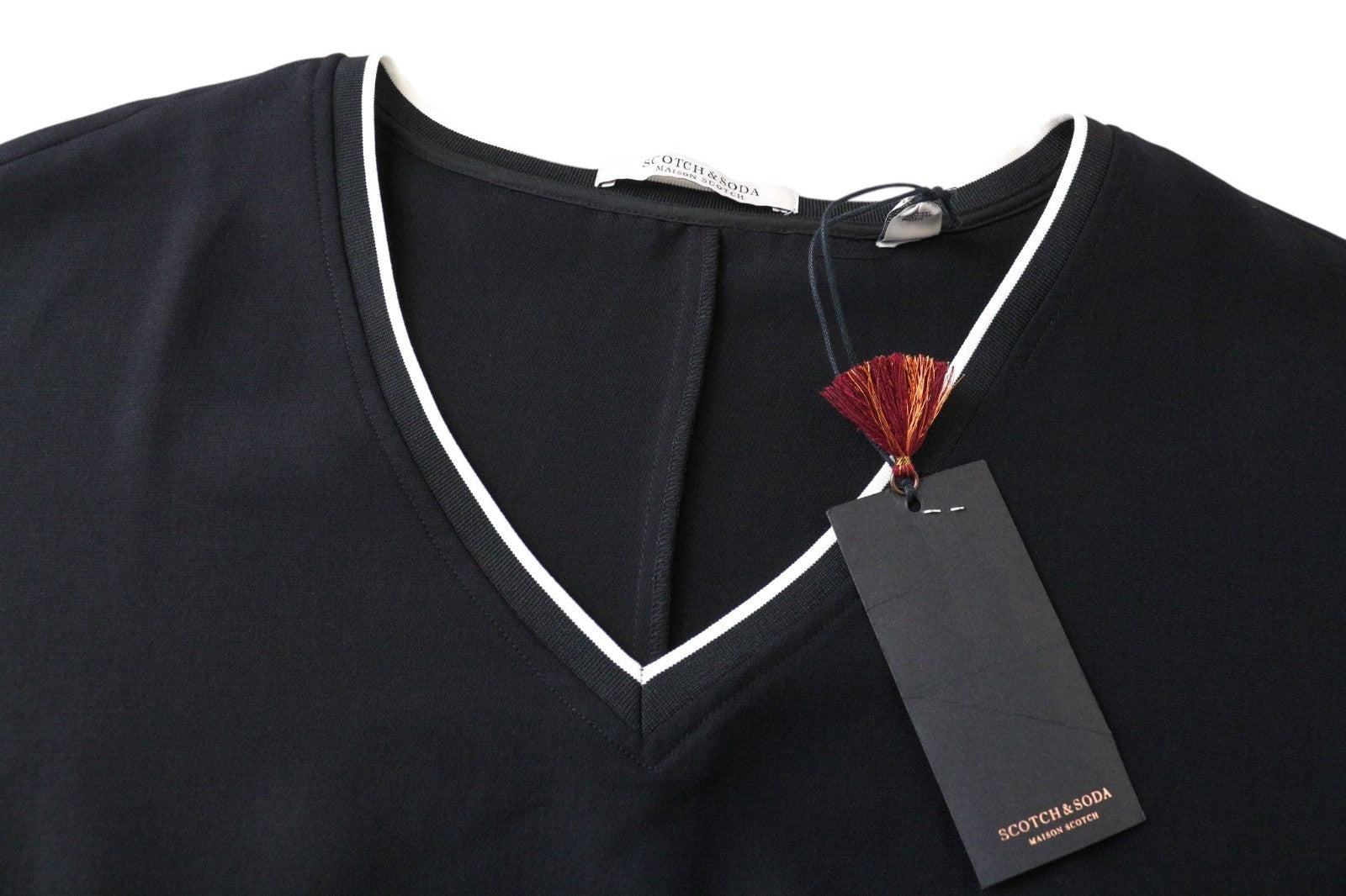 MAISON SCOTCH Women's Dress M Black V-Neck Short Sleeve Casual Lined Short