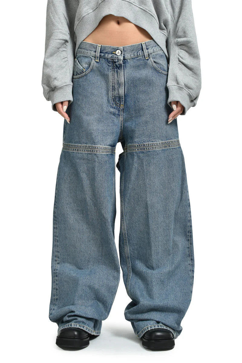 THE ATTICO Women Jeans W29 Blue Loose Baggy Fit Cut-Out Details FW25 RRP790