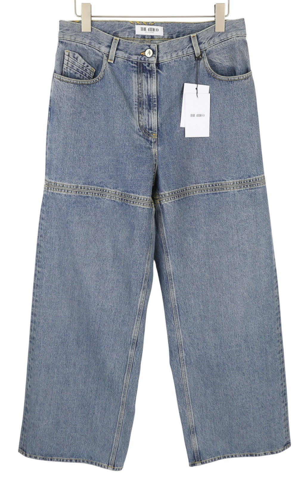 THE ATTICO Women Jeans W29 Blue Loose Baggy Fit Cut-Out Details FW25 RRP790