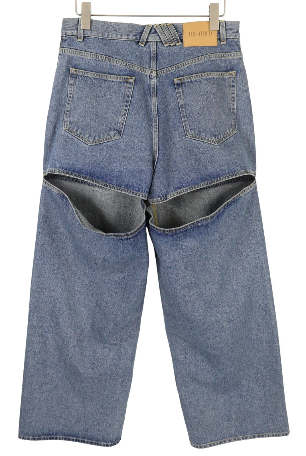 THE ATTICO Women Jeans W29 Blue Loose Baggy Fit Cut-Out Details FW25 RRP790