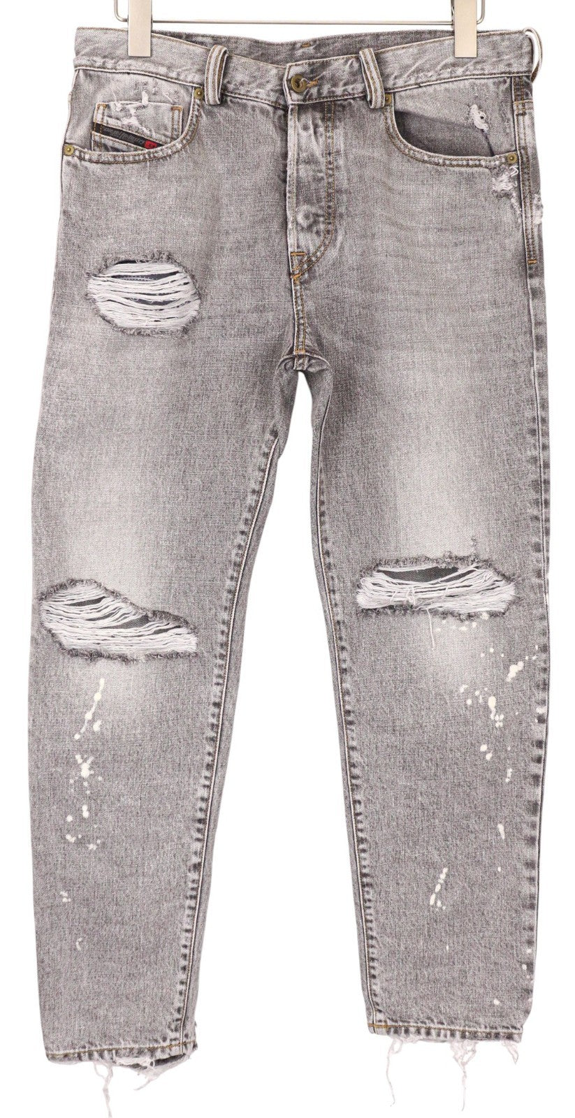 DIESEL Mharky 089AT Men's Jeans W32/L32 Grey Distressed Pure Cotton Slim Fit