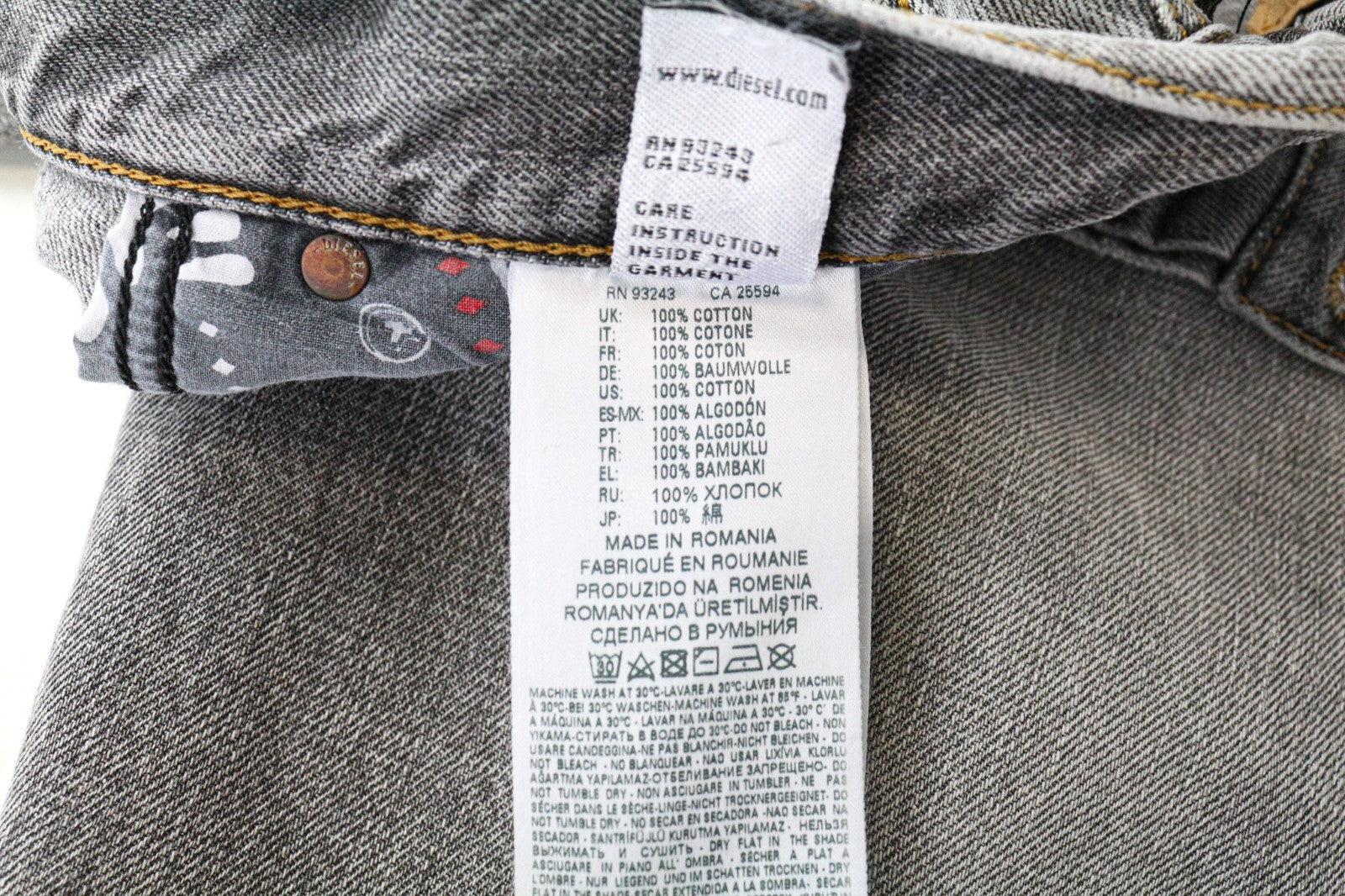 DIESEL Mharky 089AT Men's Jeans W32/L32 Grey Distressed Pure Cotton Slim Fit