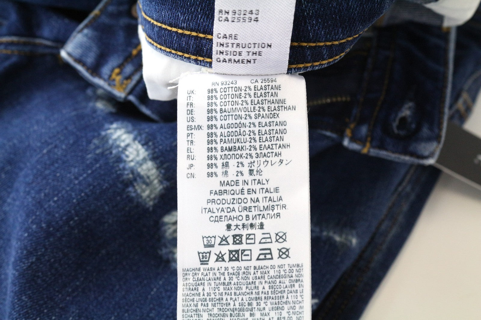 DIESEL Thommer 0870F Men's Jeans W34 Blue Distressed Slim Fit Cotton Stretch