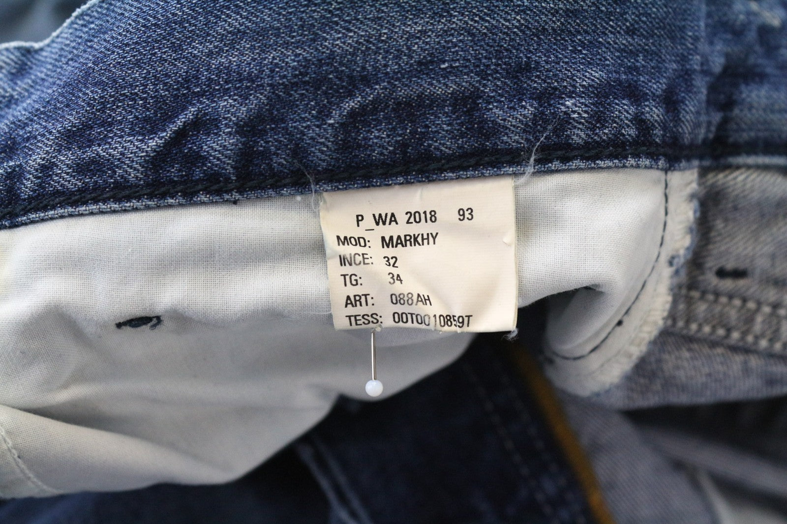 DIESEL Markhy 088AH Men's Jeans W34/L32 Blue Washed Slim Fit 5 Pocket Casual