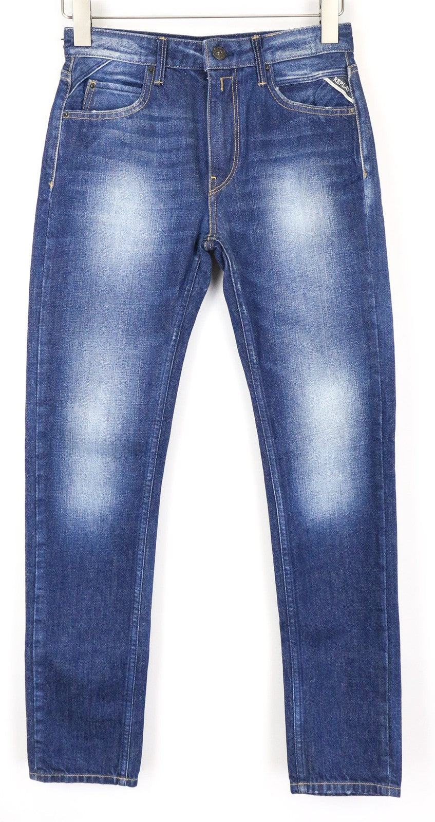 REPLAY Jacksy Women's Jeans W24/L30 Blue Straight Fit Washed Pure Cotton