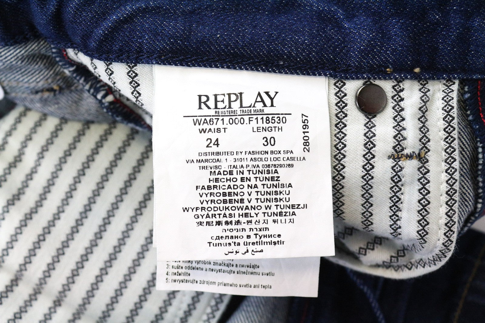 REPLAY Jacksy Women's Jeans W24/L30 Blue Straight Fit Washed Pure Cotton