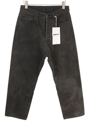 AMBUSH Men Jeans W31 Black Faded Cropped Asymmetrical Seams Button Fly Denim