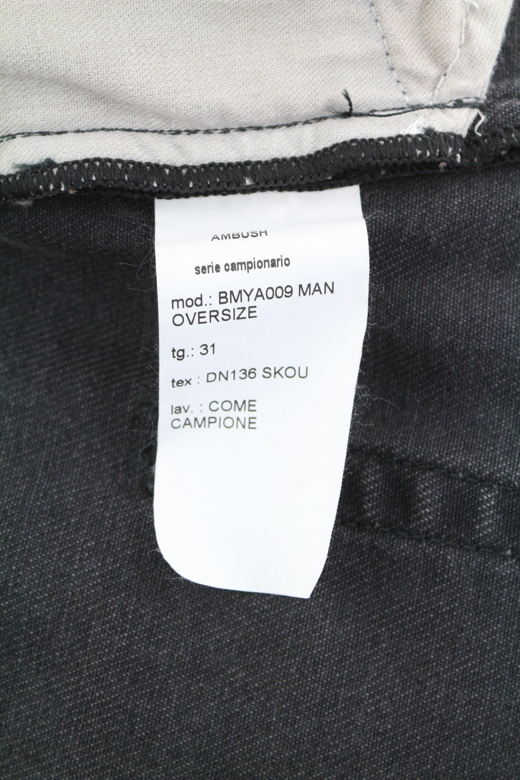 AMBUSH Men Jeans W31 Black Faded Cropped Asymmetrical Seams Button Fly Denim