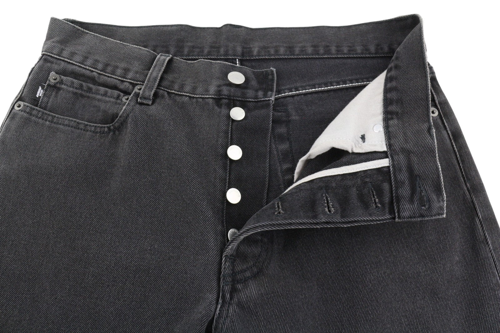 AMBUSH Wksp Slim Fit Denim Men Jeans W31 Button Fly Black 5-Pockets Design Logo