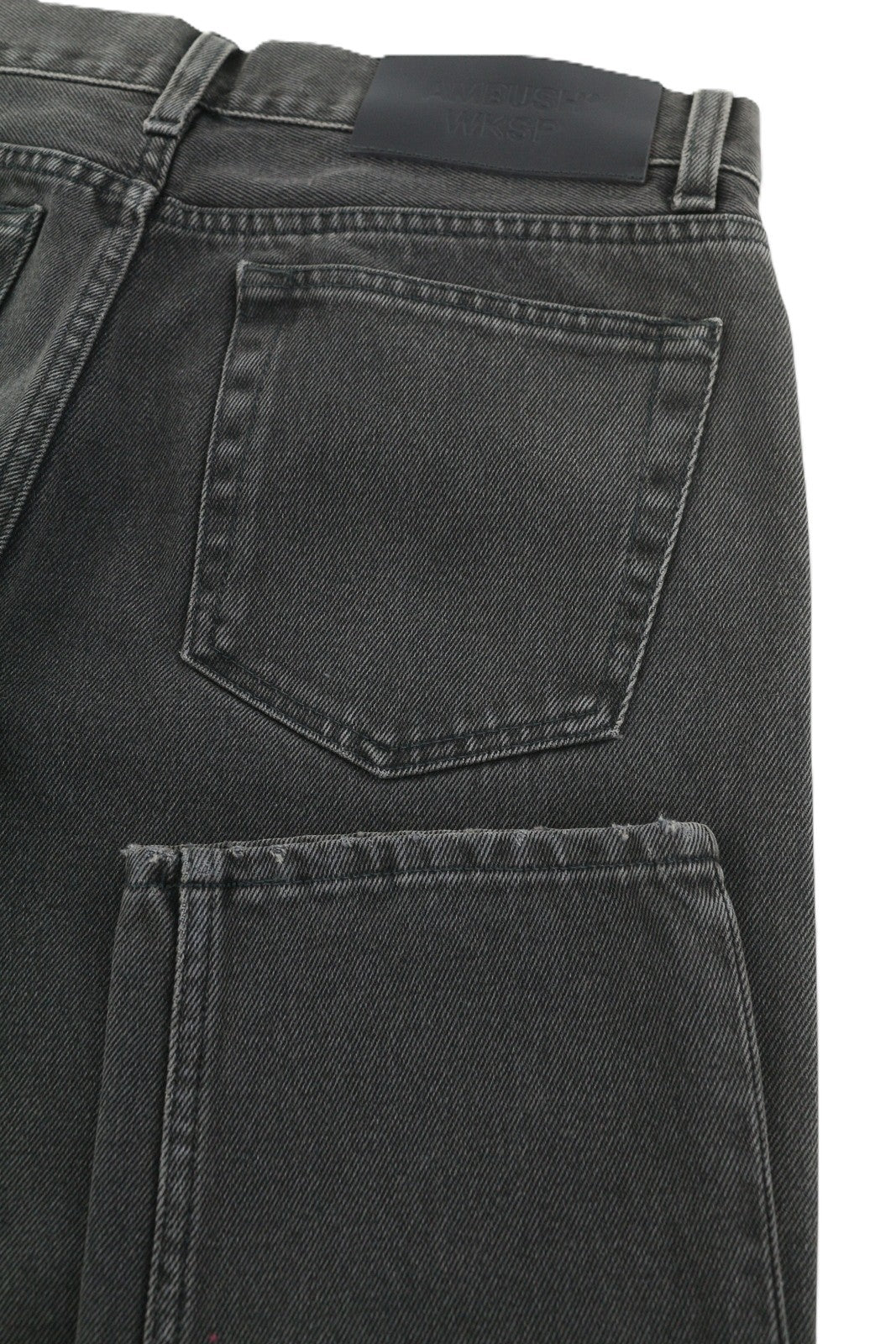 AMBUSH Wksp Slim Fit Denim Men Jeans W31 Button Fly Black 5-Pockets Design Logo