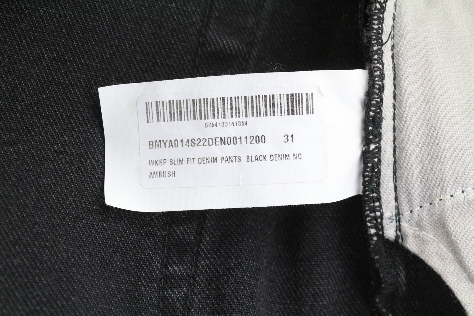 AMBUSH Wksp Slim Fit Denim Men Jeans W31 Button Fly Black 5-Pockets Design Logo