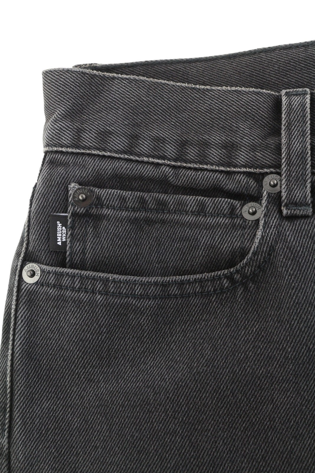 AMBUSH Wksp Slim Fit Denim Men Jeans W31 Button Fly Black 5-Pockets Design Logo