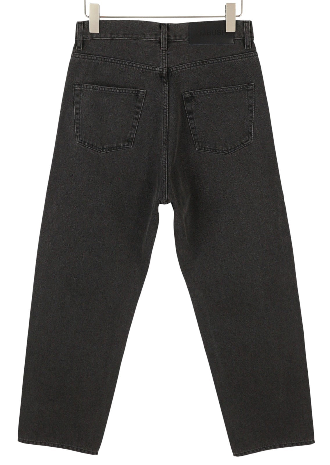 AMBUSH Men Jeans W31 Denim Black Relaxed Fit Button Fly 5-Pockets Design Logo