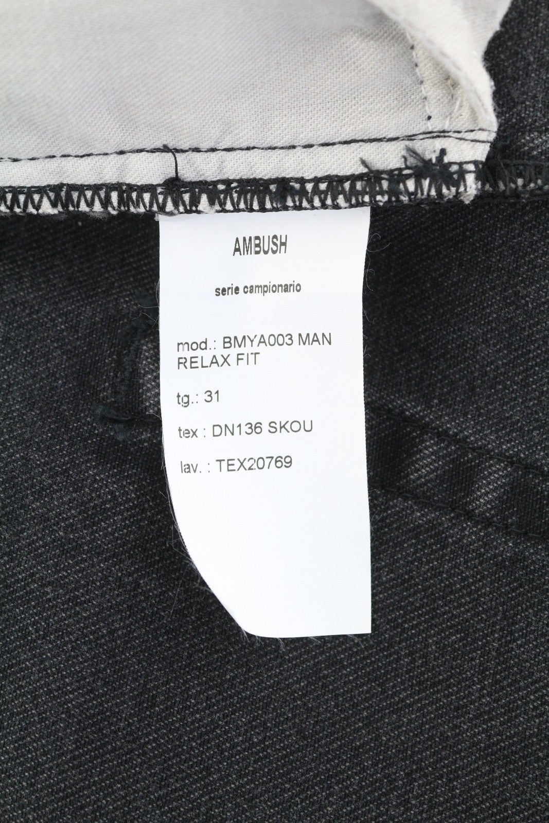 AMBUSH Men Jeans W31 Denim Black Relaxed Fit Button Fly 5-Pockets Design Logo