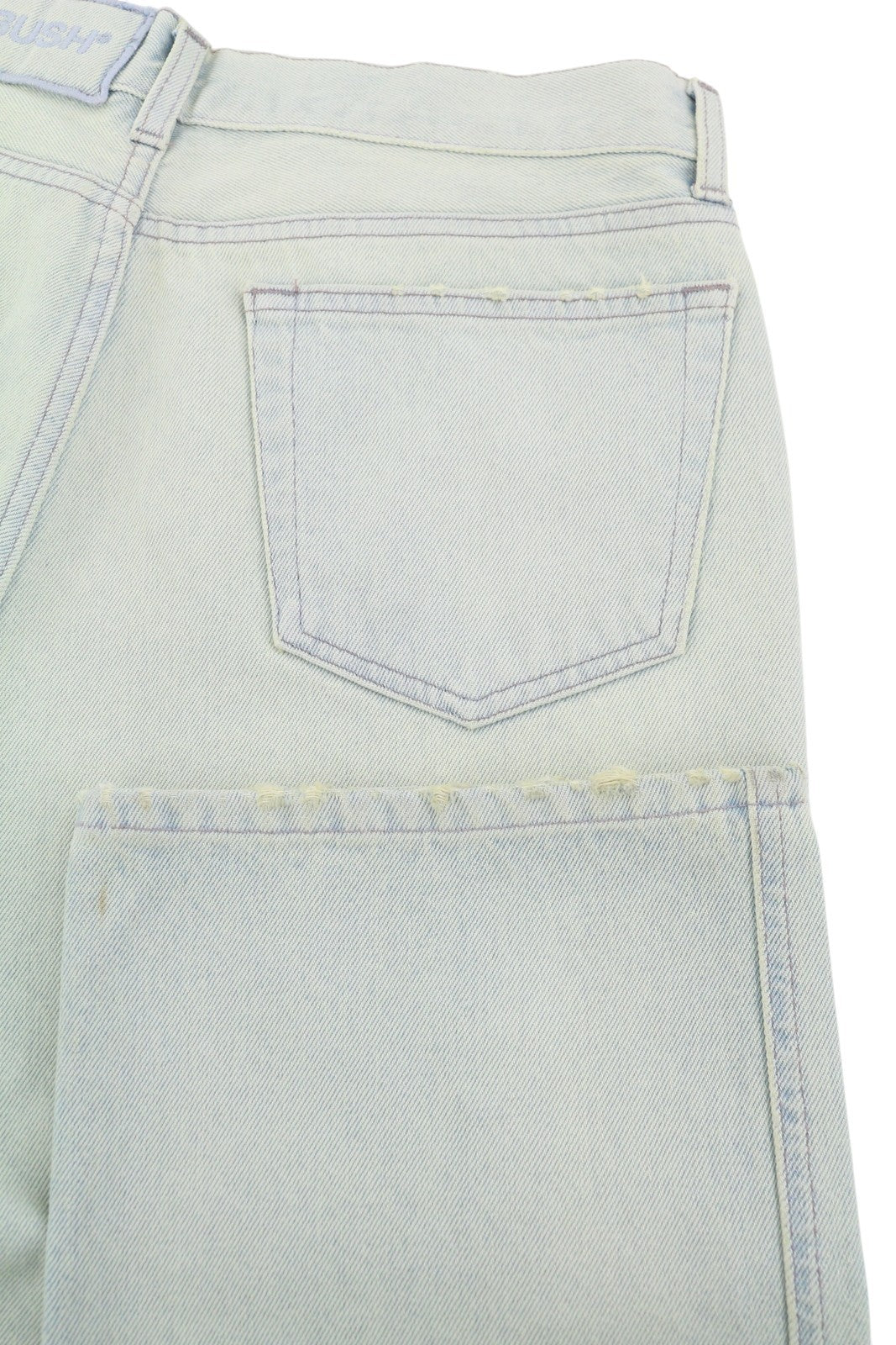 AMBUSH Slim Denim Cargo Men Jeans W32 Light Blue Faded Distress Regular RRP920